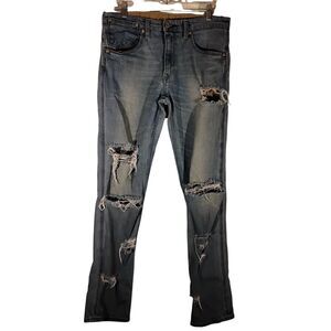 Levi's 511 jeans mens 34x34 blue denim distressed light wash stretch slim fit